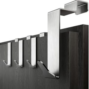 Menz Premium Edelstahl Türhaken 4er Set – Hohe Tragkraft für Handtücher & Kleidung innen