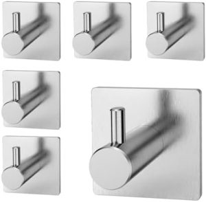Edelstahl Handtuchhalter Set 6 Stück – Selbstklebende, starke Wandhaken für Küche und Bad ohne Bohren