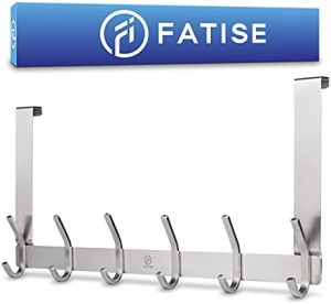 Edelstahl Türgarderobe - Platzsparende, robuste Türhaken für deutsche Türen ohne Bohren - Flexibel einsetzbar (Silber)