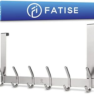 Edelstahl Türgarderobe - Platzsparende, robuste Türhaken für deutsche Türen ohne Bohren - Flexibel einsetzbar (Silber)