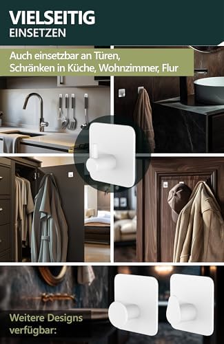 4smile Handtuchhalter ohne Bohren, schwarzes 4er-Set für Badezimmer und Küche – starke, wasserfeste Klebehaken!