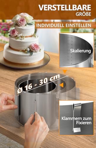 4smile Tortenring verstellbar 20 cm aus Edelstahl - ideal für kreative Kuchen in der heimischen Backstube