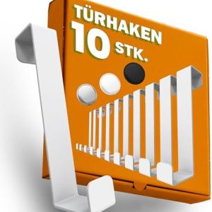 Menz Türhaken 10er Set - Stabile, platzsparende Kleiderhaken für die ganze Wohnung, weiße Türgarderobe