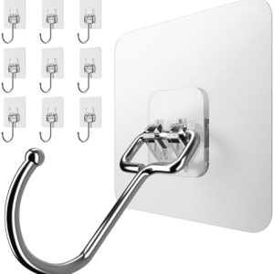 Menz Klebehaken 10er-Set - extra-stark, transparent, 15 kg Tragkraft, ideal für Küche & Bad