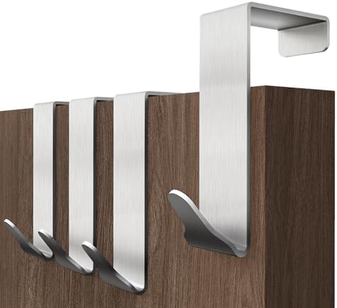 Menz Edelstahl Türhaken (4 Stück) – Anti-Rutsch Kleiderhaken für stabile Türgarderobe tshiab