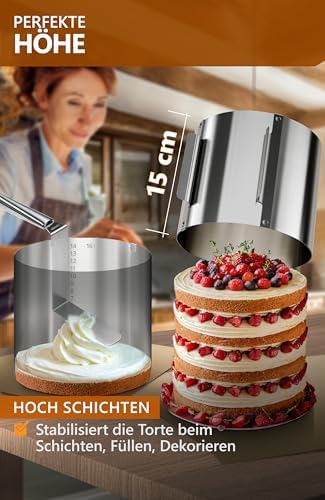 4smile Tortenring verstellbar 20 cm aus Edelstahl - ideal für kreative Kuchen in der heimischen Backstube