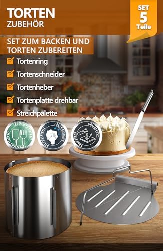 4smile Tortenring verstellbar 20 cm aus Edelstahl - ideal für kreative Kuchen in der heimischen Backstube