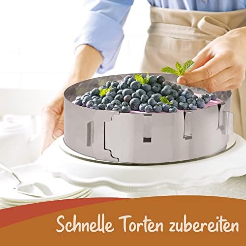 Menz verstellbarer Tortenring aus Edelstahl - Hochwertige Backform 16-30 cm für kreative Kuchen und Torten Zuhause