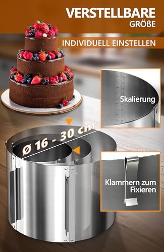 4smile Tortenring verstellbar 20 cm aus Edelstahl - ideal für kreative Kuchen in der heimischen Backstube