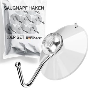 Menz Saugnapf Haken 10 Stück Transparent Ø 35mm - Wiederverwendbare Saughaken aus PVC & rostfreiem Stahl für Fensterdeko