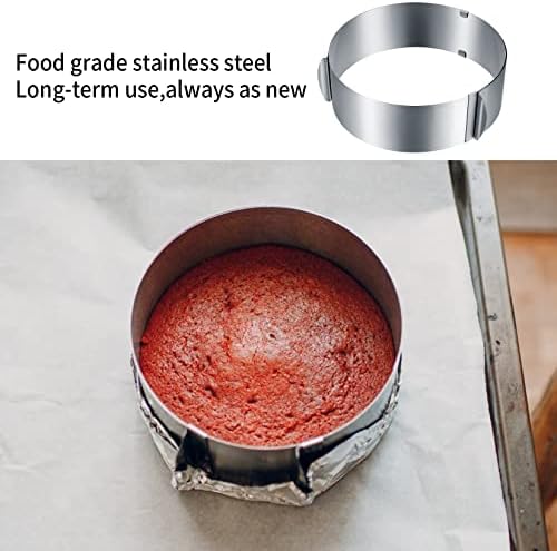 Verstellbarer Tortenring von – Edelstahl Backring 6-12 Zoll mit Skala & Clips, ideal für Kuchen und Desserts 8cm hoch