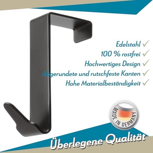 Menz Edelstahl Türhaken (4 Stück) – Anti-Rutsch Kleiderhaken für stabile Türgarderobe tshiab
