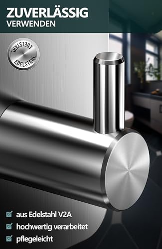 4smile Handtuchhalter ohne Bohren, schwarzes 4er-Set für Badezimmer und Küche – starke, wasserfeste Klebehaken!