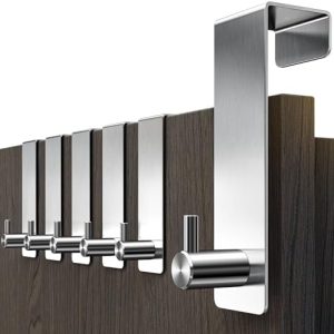 Menz Edelstahl Türhaken Set - 6 stabile Kleiderhaken für flexible Türgarderobe, perfekt für den Eingangsbereich!