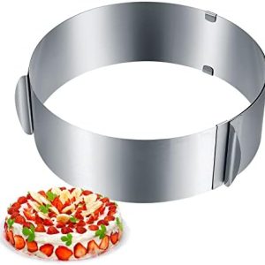 Verstellbarer Tortenring von – Edelstahl Backring 6-12 Zoll mit Skala & Clips, ideal für Kuchen und Desserts 8cm hoch