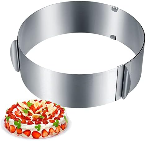 Verstellbarer Tortenring von – Edelstahl Backring 6-12 Zoll mit Skala & Clips, ideal für Kuchen und Desserts 8cm hoch