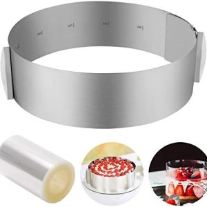 Tortenring Edelstahl verstellbar 16-30cm – ideal für Schichttorten, inkl. Tortenrandfolie!