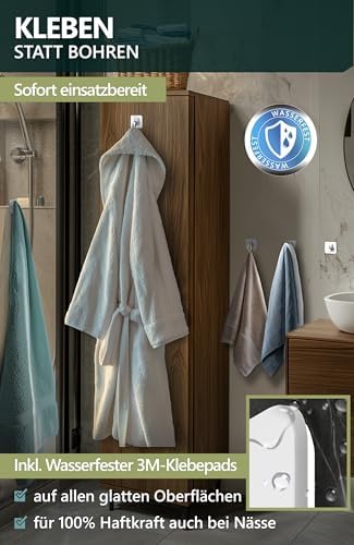 4smile Handtuchhalter ohne Bohren, schwarzes 4er-Set für Badezimmer und Küche – starke, wasserfeste Klebehaken!