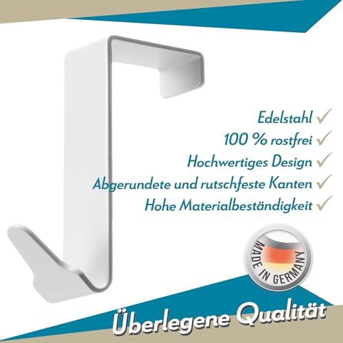 Menz Edelstahl Türhaken (4 Stück) – Anti-Rutsch Kleiderhaken für stabile Türgarderobe tshiab