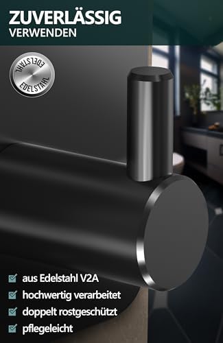 4smile Handtuchhalter ohne Bohren, schwarzes 4er-Set für Badezimmer und Küche – starke, wasserfeste Klebehaken!