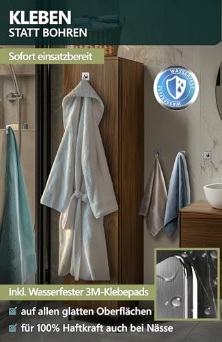 4smile Handtuchhalter ohne Bohren, schwarzes 4er-Set für Badezimmer und Küche – starke, wasserfeste Klebehaken!