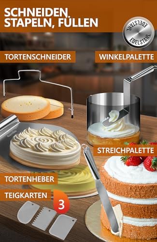 4smile Tortenring verstellbar 20 cm aus Edelstahl - ideal für kreative Kuchen in der heimischen Backstube