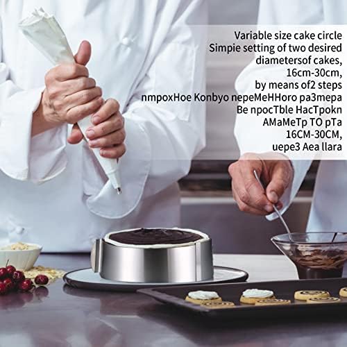 Verstellbarer Tortenring von – Edelstahl Backring 6-12 Zoll mit Skala & Clips, ideal für Kuchen und Desserts 8cm hoch