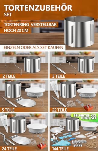 4smile Tortenring verstellbar 20 cm aus Edelstahl - ideal für kreative Kuchen in der heimischen Backstube