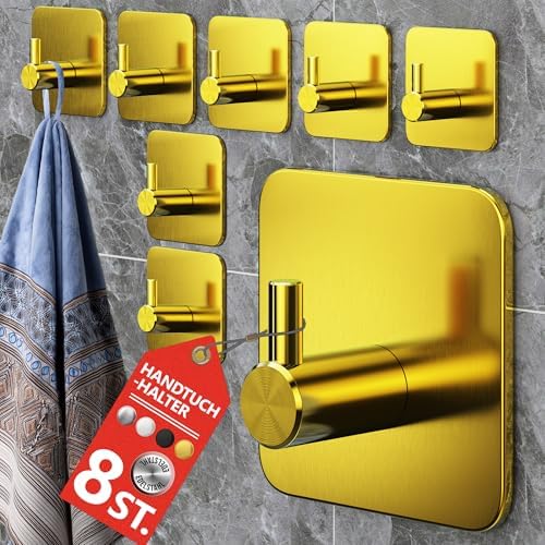 4smile Handtuchhalter ohne Bohren, schwarzes 4er-Set für Badezimmer und Küche – starke, wasserfeste Klebehaken!