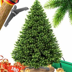 KESSER® Künstlicher Weihnachtsbaum 180 cm – Naturgetreuer Tannenbaum mit Holzständer & Tasche, Dichte Zweige, Kein Nadel