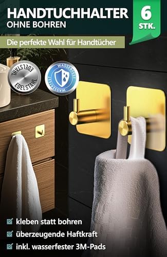 4smile Handtuchhalter ohne Bohren, schwarzes 4er-Set für Badezimmer und Küche – starke, wasserfeste Klebehaken!