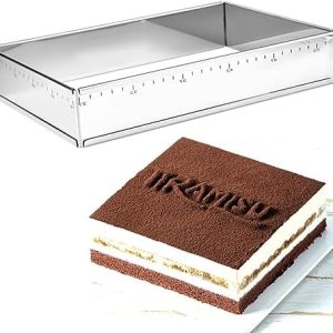 Guowall Backrahmen verstellbar aus Edelstahl, ideal für Torten, Mousses und Desserts, 27 x 18 cm bis 52 x 34 cm