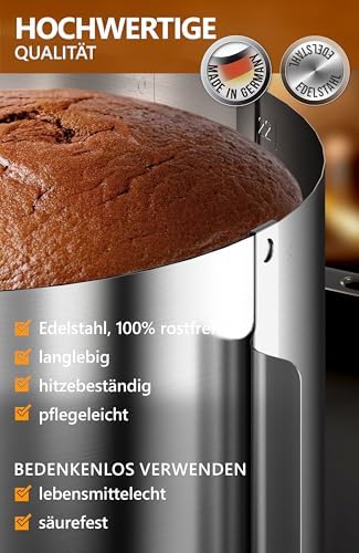 4smile Tortenring verstellbar 20 cm aus Edelstahl - ideal für kreative Kuchen in der heimischen Backstube