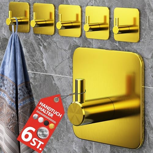 4smile Handtuchhalter ohne Bohren, schwarzes 4er-Set für Badezimmer und Küche – starke, wasserfeste Klebehaken!