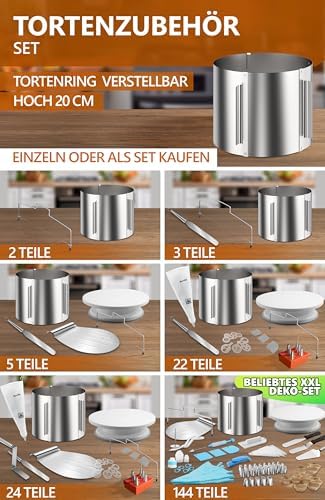 4smile Tortenring verstellbar 20 cm aus Edelstahl - ideal für kreative Kuchen in der heimischen Backstube