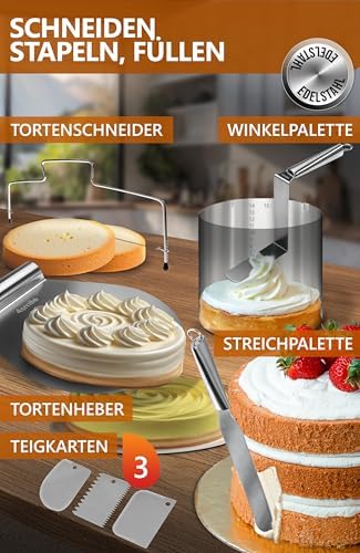 4smile Tortenring verstellbar 20 cm aus Edelstahl - ideal für kreative Kuchen in der heimischen Backstube