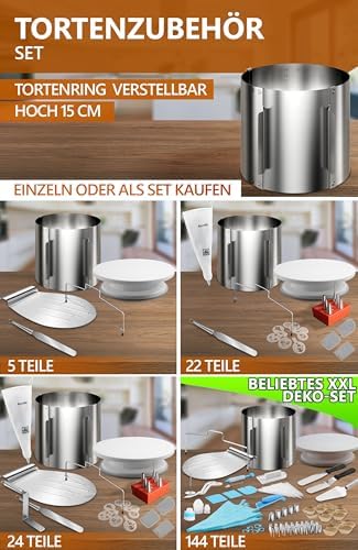 4smile Tortenring verstellbar 20 cm aus Edelstahl - ideal für kreative Kuchen in der heimischen Backstube