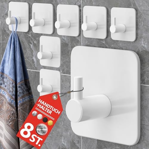 4smile Handtuchhalter ohne Bohren, schwarzes 4er-Set für Badezimmer und Küche – starke, wasserfeste Klebehaken!