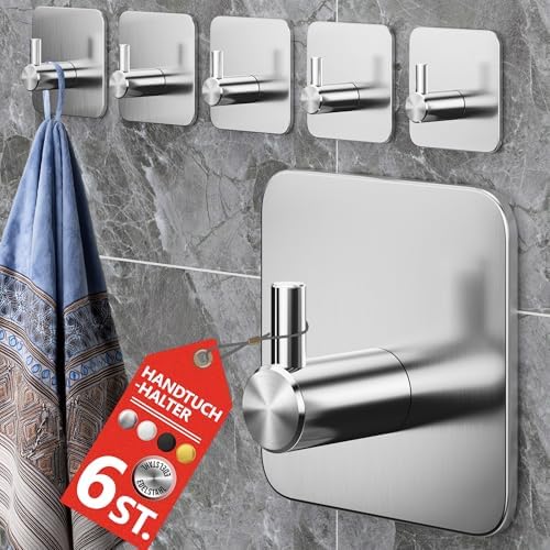 4smile Handtuchhalter ohne Bohren, schwarzes 4er-Set für Badezimmer und Küche – starke, wasserfeste Klebehaken!