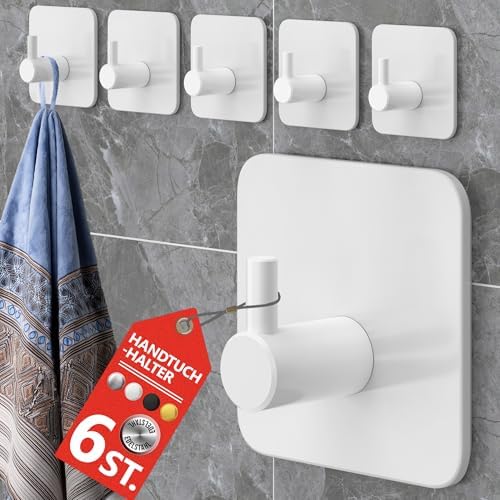 4smile Handtuchhalter ohne Bohren, schwarzes 4er-Set für Badezimmer und Küche – starke, wasserfeste Klebehaken!