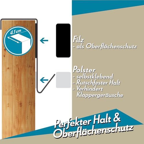 Menz Edelstahl Türhaken (4 Stück) – Anti-Rutsch Kleiderhaken für stabile Türgarderobe tshiab