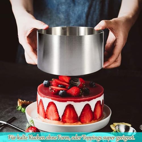 Verstellbarer Tortenring aus Edelstahl 10cm hoch – Ideal für Schichttorten Ø16-30cm, perfekte Backhilfe!
