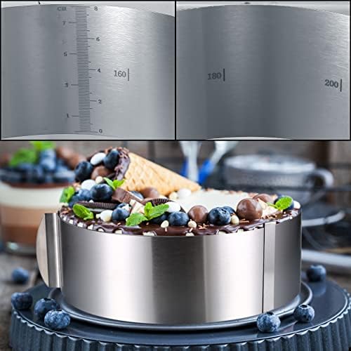 Verstellbarer Tortenring von – Edelstahl Backring 6-12 Zoll mit Skala & Clips, ideal für Kuchen und Desserts 8cm hoch
