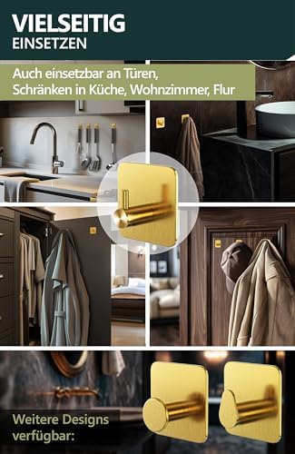 4smile Handtuchhalter ohne Bohren, schwarzes 4er-Set für Badezimmer und Küche – starke, wasserfeste Klebehaken!