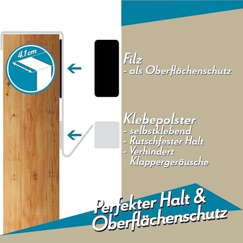 Menz Edelstahl Türhaken (4 Stück) – Anti-Rutsch Kleiderhaken für stabile Türgarderobe tshiab