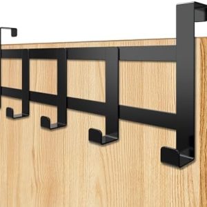 Menz Türgarderobe zum Einhängen - Platzsparende, flexible Türhaken für die ganze Wohnung, schwarzes Design