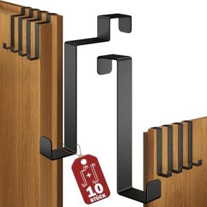 Menz Türhaken Set schwarz – 10 Stück, stabil für individuelle Nutzung als Türgarderobe oder Innendekoration