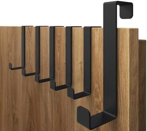 4smile Türhaken Set 6 Stück Schwarz – Flexible, stabile Haken für die Tür – Ideale Garderobe für jedes Zuhause