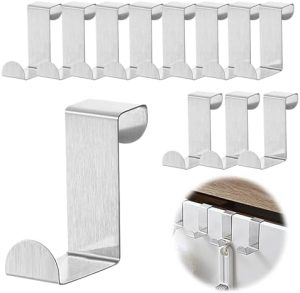 EDELSTAHL Türhaken 12 Stück - Robuste Kleiderhaken für Innentüren ohne Bohren, max. 16 KG Tragkraft