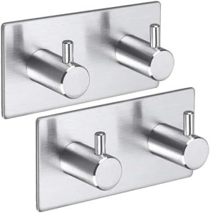 Edelstahl Handtuchhalter ohne Bohren - Wasserfeste Klebehaken für Bad und Küche, selbstklebend, silber